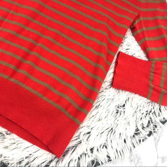 J. Crew Orange Striped Button Up Cardigan EUC - Picture 6 of 10